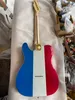 Anpassad Buck Owen Limited Edition 1996 Red White Blue Big Sparkle Electric Guitar Gold PickGuard Golden Hardware