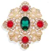 Broches femme mode Vintage cristal perle fleur pour femmes luxe jaune or couleur alliage Baroque broche épingles de sûreté