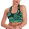 Reggiseno sportivo da donna con scollo a U, curva astratta, stampa acrilica verde, traspirante, rinforzato, con retro scollato, top per allenamento di danza