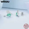 Серьги-гвоздики WOSTU из стерлингового серебра 925 пробы с колибри и стеклянным цирконием, серьги-гвоздики в виде животных для женщин, ювелирные изделия, весенний ежедневный подарок YQ231107