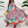 Vestidos casuais indie folk estilo padrão impressão plissado vestido longo primavera v pescoço puff manga balanço boho maxi outono retro solto mulheres