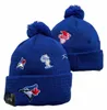 Mężczyźni z mankiet pomanki pomysownicze Toronto Blue Jays Hats Sport dzianin kapelusz w paski wełna wełna ciepłe czapki baseballowe czapkę dla kobiet A2