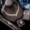Ketting oorbellen set luxe 4 stuks zirkonia voor dames klassiek Nigeria Dubai bruiloft bruidsfeest