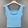 Camisolas Tanques Top corto de algodón acanalado Camiseta sin mangas para mujer Escote cuadrado Elástico Sexy Camiseta sin mangas de verano Sin mangas Vestido ajustado rojo 230407