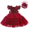Girl s Dresses Summer Lace Princess For Kids 1 5 Year Birthday Flowers Girls Children s Party Costume Infant 230407