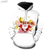 Sweats à capuche pour hommes Sweatshirts Noël Bonhomme de neige Modèle Sweat à capuche décontracté Femme Printemps et automne Tendance All-Match Streetwear 3D Imprimé Surdimensionné Lâche SweatshirL231107