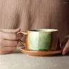 Чашки блюдцов Stoare Coffee Cup Set японская ретро -керамика традиционная тазас де кафе эспрессо кухня