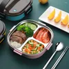 Geschirr-Sets Tragbare Edelstahl-Lunchbox für Kinder im Freien Bento japanische Snack-Frühstücksboxen Metallbehälter-Aufbewahrung