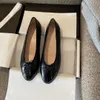 Dress shoes Ballet designer Dance Spring and Autumn 100% cowhide letter bow fashion women black Flat boat shoe ccityG