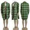 Designer Fall/Winter Women Sandro Wool Cardigan Jacket Casual Plaid Print Long Shirt Jacket Free Ship