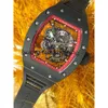 スーパークローンフライホイールウォッチリチャミルズ腕時計RM055ホワイトセラミック自動機械式透明なカーボンファイバーウォッチ222222モントレスデュルク
