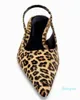 Sandaler 2023 Animaltryck klackar för kvinnor pekade tå leopardklackade slingback pumpar kvinna retro damer casual pump skor