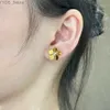 Stud New 2023 Trend Classics Famous Brand Wedding Luxury Jewelry Earrings For Women Pure 925 Sliver Wild Gold Flower Rose Ear Pin YQ231107