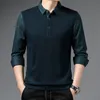 Men s T Shirts Fashion Striped Polo Shirts for Solid Color Casual Designer Long Sleeve Tops Button Collar Clothing 230407