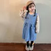 Vestidos de menina coreano calças de cowboy crianças jeans neutros meninas vestido jeans outono saia primavera e moda bebê azul