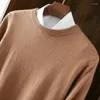 Men's Sweaters Autumn And Winter Sweater Round Neck Big Size Loose Pullover Solid Color Cashmere V-neck Underlay Knit A87