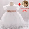 Robes de fille enfant en bas âge paillettes arc bébé filles robe né baptême 1er anniversaire enfants princesse pour mariage demoiselle d'honneur robe de soirée