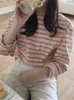 T-shirt femme Colorfaith Bottoming Basic Style coréen à la mode rayé Wild Lady Automne Hiver T-shirt Rose Tops T2041 230407
