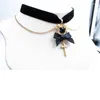 Bow Ties Woman Female Original Velvet Baroque Choker Neckband Collar Cross Court Retro Clavicle Chain Necklace Jewelry