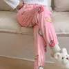 Kvinnors sömnkläder Kvinnor Sleep Pant Female Flannel Cartoon Cute Printed Pyjamas 2023 Autumn Winter Lady Plus Size Clothing Casual