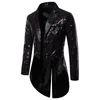 メンズスーツブリティッシュスタイルの男性コートタキシードスーツコートファッションスパンコール装飾ブレザー紳士ウェディングパーティーロングジャケット