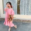 Sukienki dziewczyny dziewczyny letnie zawieszenie zewnętrzne ubrania dzieci sukienka z rękawem na ramię z rękawem na ramię