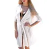 Cover-ups Women's Summer Bikini Smoking Fashion Solid Color Bandage Cover High Waist Cardigan Beach Dress 230406