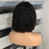 13x4 frente do laço bob peruca kinky encaracolado brasileiro peruano cabelo virgem humano 150% 180% 210% densidade de seda perucas de renda reta