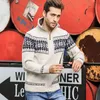 Herrtröjor Vinter Män Jacquard Sweater Coat Christmas Snowflake Print Sticked Cardigan Turtleneck Full Zip Casual Warm Wool Sweater 5XL 231107