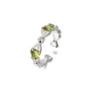 Bagues de cluster 925 Sterling Silver Bow Vert Rose Zircon Femelle Bague De Mariage Réglable Pour Femmes Bijoux De Luxe En Gros Accessoires