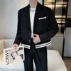 Abiti da uomo Net Celebrity Jacket Maschile Splice Stripe Allentato Casual Streetwear Moda Abito corto Blazer Giacche Cappotto vintage coreano