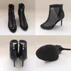 Chaussures habillées Sexy talons fins sandales femmes salle de bal fête danse talons aiguilles noir haute qualité creux maille Peep-toe bottes