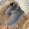 designer winter boots women boots high quality shoes mini Platform fur scuffs wool blend comfort winter brown black grey clogs fuzzy mules sheepskin suede booties