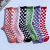 Meias Masculinas Checkerboard Plaid Tide Street Marca Europeia e Americana In The Tube College Wind Skate Sports Masculino