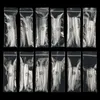 False Nails XXXL Clear Long Oval Stiletto Half Cover Coffin Nail Tips rakt franska Tryck på Salonfalse