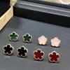 Stud 2023 Ny lyxplätering 18K Gold Ear Studs S925 Silver Red Agate Flower Earrings Clip Women Trendy Earring Smyckespresent YQ231107