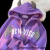 Hoodies voor dames sweatshirts y2k herfst en winter zipper imp vleugels Cardigan gevotte trui sweater hoodie schattige top oversized retro jas sweatshirt 0407H23