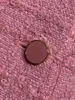 Damen-Strickmantel mit rosa Schleife, Dekoration, verziert, gerade, lockere Version, Typ Mode, Herbst 2023