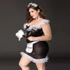 Porno Women S Plus Size Sexy Maid Dress Outfits Uniform Cosplay Lingerie Erotic Transparent Lace Costumes For Sex Role Suits