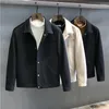 Chaquetas para hombres Gmiixder Primavera Otoño Chaqueta de solapa Masculino Sólido Botón suelto Hasta Casual Blazer Estilo coreano Moda Versátil Camisa empalmada Abrigo