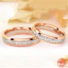 Ringos de cluster 925 Sterling Silver Rose Gold Gold Casal Ring For Women Engagement Jewelry Gift