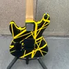 Guitarra elétrica ST pesada, Crame amarelo 5150, listras pretas, Floyd Rose Tremolo, frete grátis