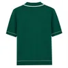 Polos pour hommes vert tricoté à manches courtes hommes polo chemise tricots décontractés t-shirts revers boutonné cardigan vêtements dessus respirants t-shirt