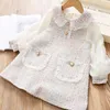 Abiti da ragazza Abito da bambina carino Primavera Autunno Maniche gonfiabili Abbigliamento da principessa per bambini Modello semplice Colletto per bambole Abiti da festa per giovani 6 8 10 12 anni 230407