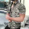 Mäns casual skjortor Super Leopard Print Shirt Short Sleeved Button Up Retro Sexiga streetkläder för sommaren