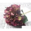 Dekorativa blommor kransar parti levererar konstgjorda hortensia blommhuvud 47 cm falsk siden singel riktig beröring hortensior 8 färger för dhh9r