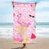 Wholesale Custom Rectangle Beach Towel Tropical Flower Flamingo Print Summer Microfiber Super Absorbent with Fine and Delicate Terry 250gsm