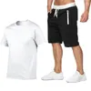 Men's Tracksuits 2023 Cotton- Summer 2023two Piece Set Men Short Sleeve T Shirt Cropped Top Shorts Design Fashion PVG