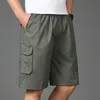 Mäns shorts män shorts 2022 män Bermuda bomullsficka zip last mode stil elastisk armé manlig sommar avslappnad knä längd vintage gul w0412