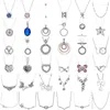 Pendants Cercles entrelacés Signature T-Bar Heart Forget-Me-Not Blooms Clover 925 Collier en argent sterling pour l'Europe Bijoux cadeau